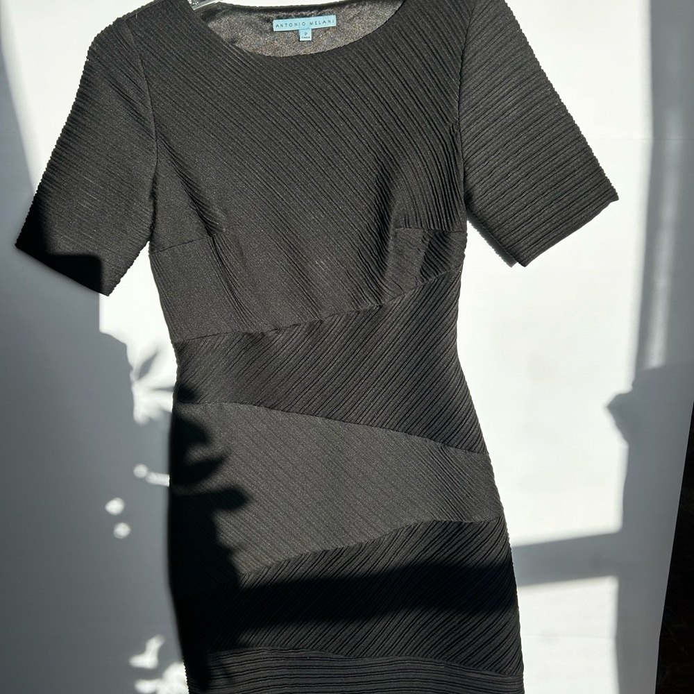 ANTONIO MELANI Black Textured Mini Dress